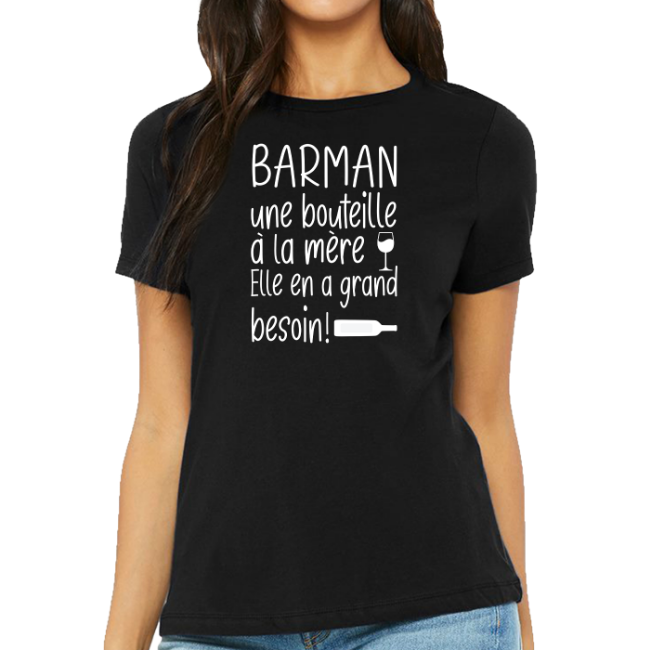 Image de Barman une bouteille à la mère. Elle en a grand besoin!